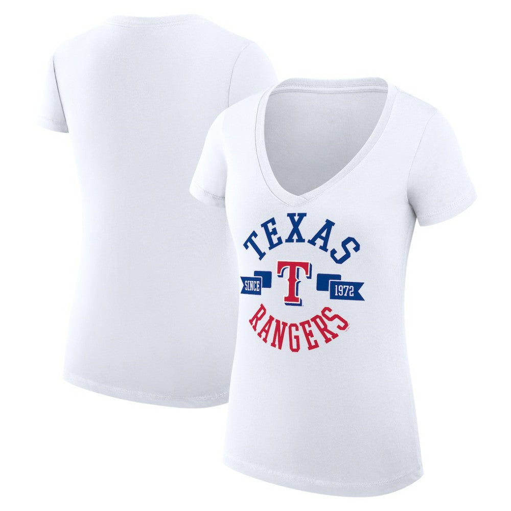 Texas Rangers G-III 4Her by Carl Banks Women's Super-Slim Fit Lightweight City Graphic V-Neck T-Shirt - MLB