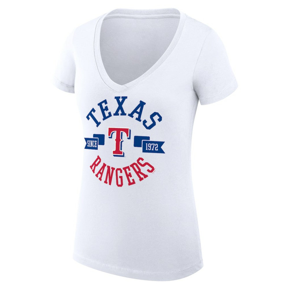 Texas Rangers G-III 4Her by Carl Banks Women's Super-Slim Fit Lightweight City Graphic V-Neck T-Shirt - MLB