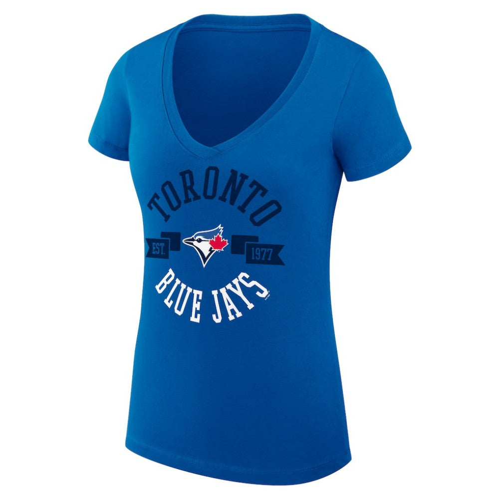 Toronto Blue Jays G-III 4Her by Carl Banks Women's Super-Slim Fit Lightweight City Graphic V-Neck T-Shirt - MLB
