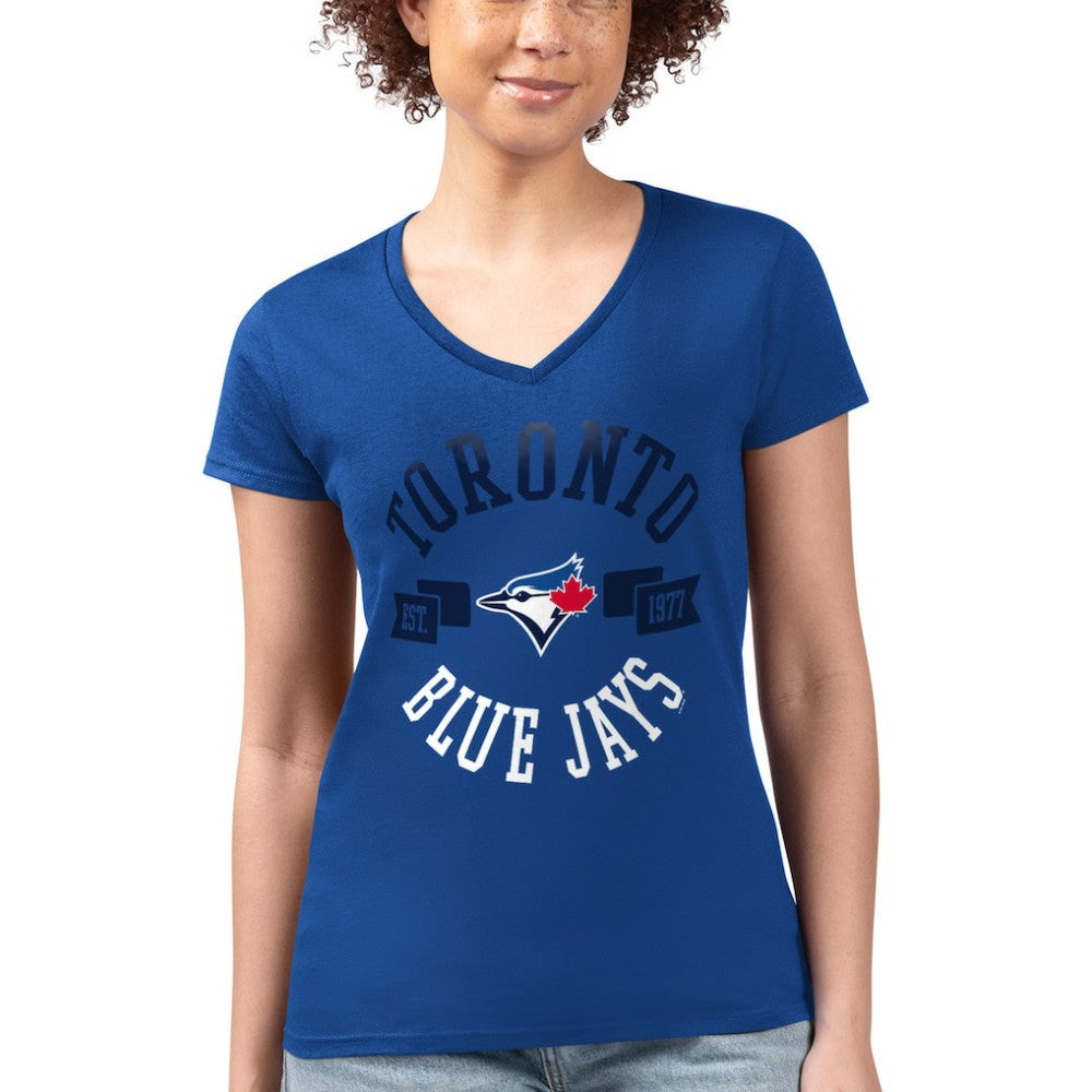 Toronto Blue Jays G-III 4Her by Carl Banks Women's Super-Slim Fit Lightweight City Graphic V-Neck T-Shirt - MLB