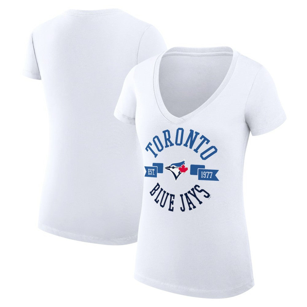 Toronto Blue Jays G-III 4Her by Carl Banks Women's Super-Slim Fit Lightweight City Graphic V-Neck T-Shirt - MLB