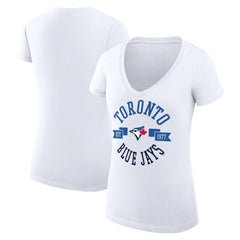 Toronto Blue Jays G-III 4Her by Carl Banks Women's Super-Slim Fit Lightweight City Graphic V-Neck T-Shirt - MLB