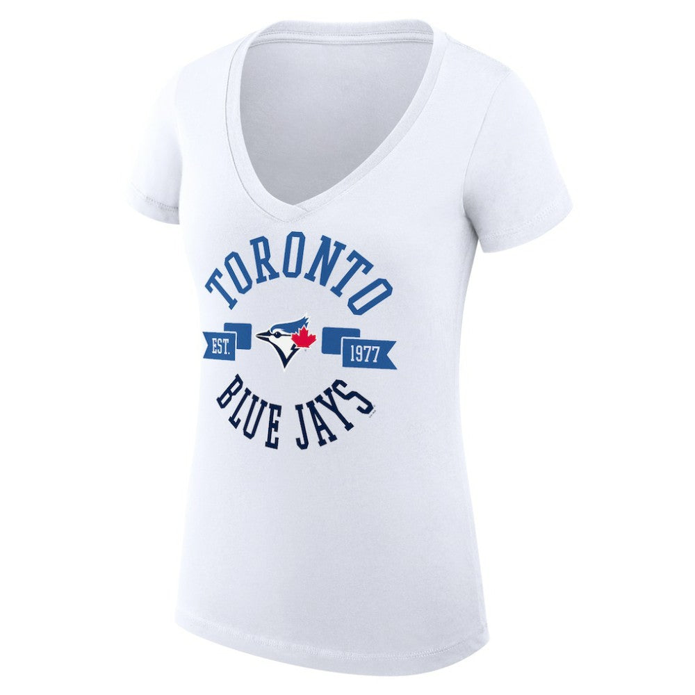Toronto Blue Jays G-III 4Her by Carl Banks Women's Super-Slim Fit Lightweight City Graphic V-Neck T-Shirt - MLB