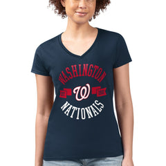 Washington Nationals G-III 4Her by Carl Banks Women's Super-Slim Fit Lightweight City Graphic V-Neck T-Shirt - MLB