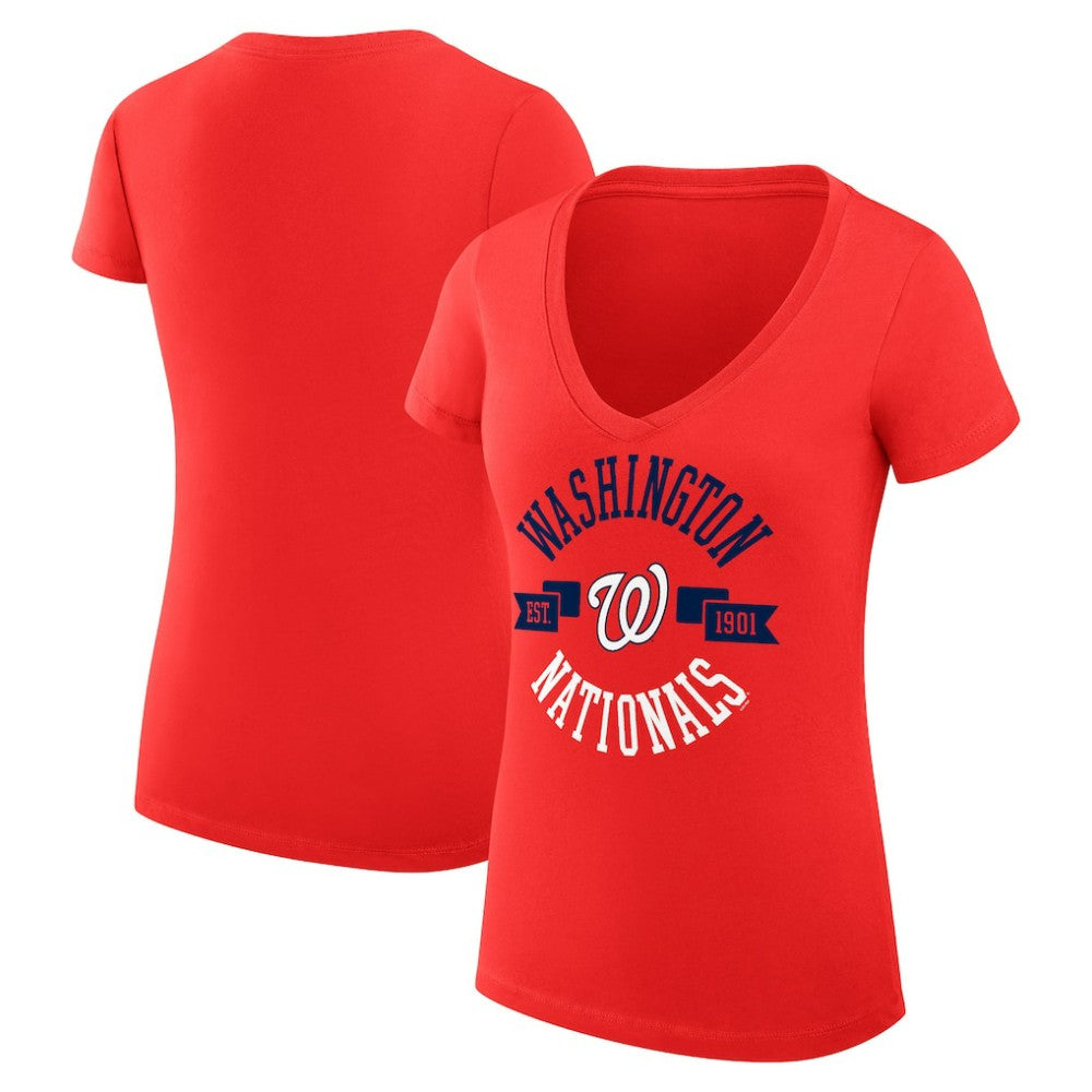 Washington Nationals G-III 4Her by Carl Banks Women's Super-Slim Fit Lightweight City Graphic V-Neck T-Shirt - MLB