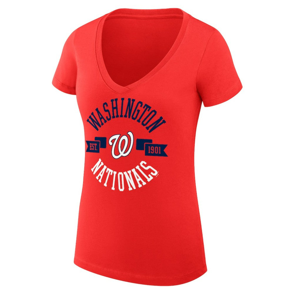 Washington Nationals G-III 4Her by Carl Banks Women's Super-Slim Fit Lightweight City Graphic V-Neck T-Shirt - MLB