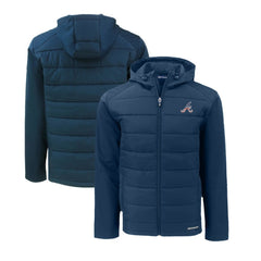 Atlanta Braves Cutter & Buck Stars & Stripes Evoke Hybrid Eco Softshell Recycled Full-Zip Hoodie Jacket - MLB