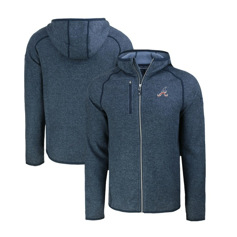 Atlanta Braves Cutter & Buck Stars & Stripes Mainsail Sweater-Knit Full-Zip Hoodie - MLB