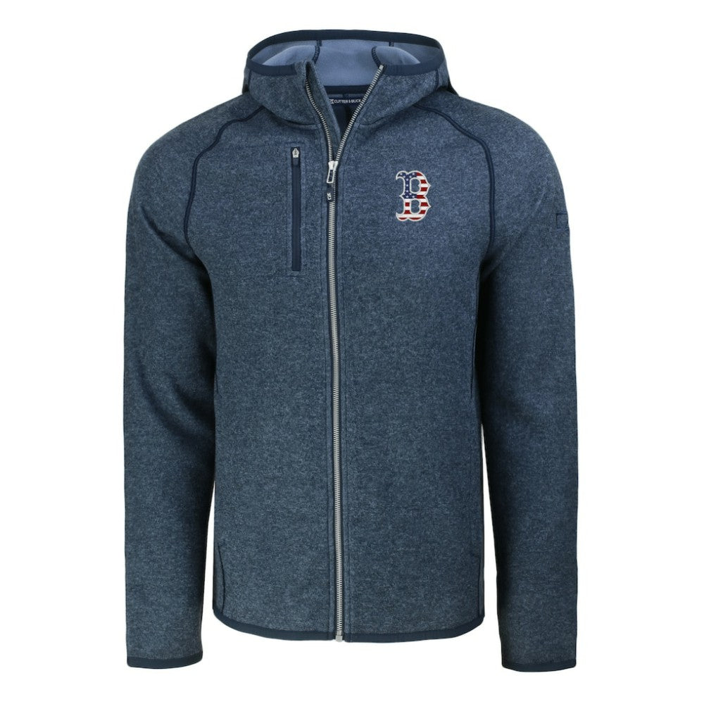 Boston Red Sox Cutter & Buck Stars & Stripes Mainsail Sweater-Knit Full-Zip Hoodie - MLB