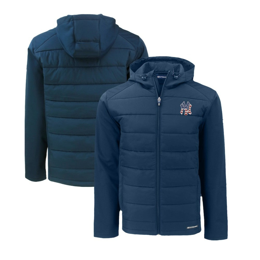 New York Yankees Cutter & Buck Stars & Stripes Evoke Hybrid Eco Softshell Recycled Full-Zip Hoodie Jacket - MLB