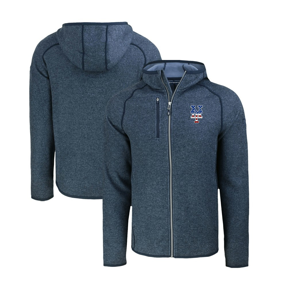 New York Mets Cutter & Buck Stars & Stripes Mainsail Sweater-Knit Full-Zip Hoodie - MLB