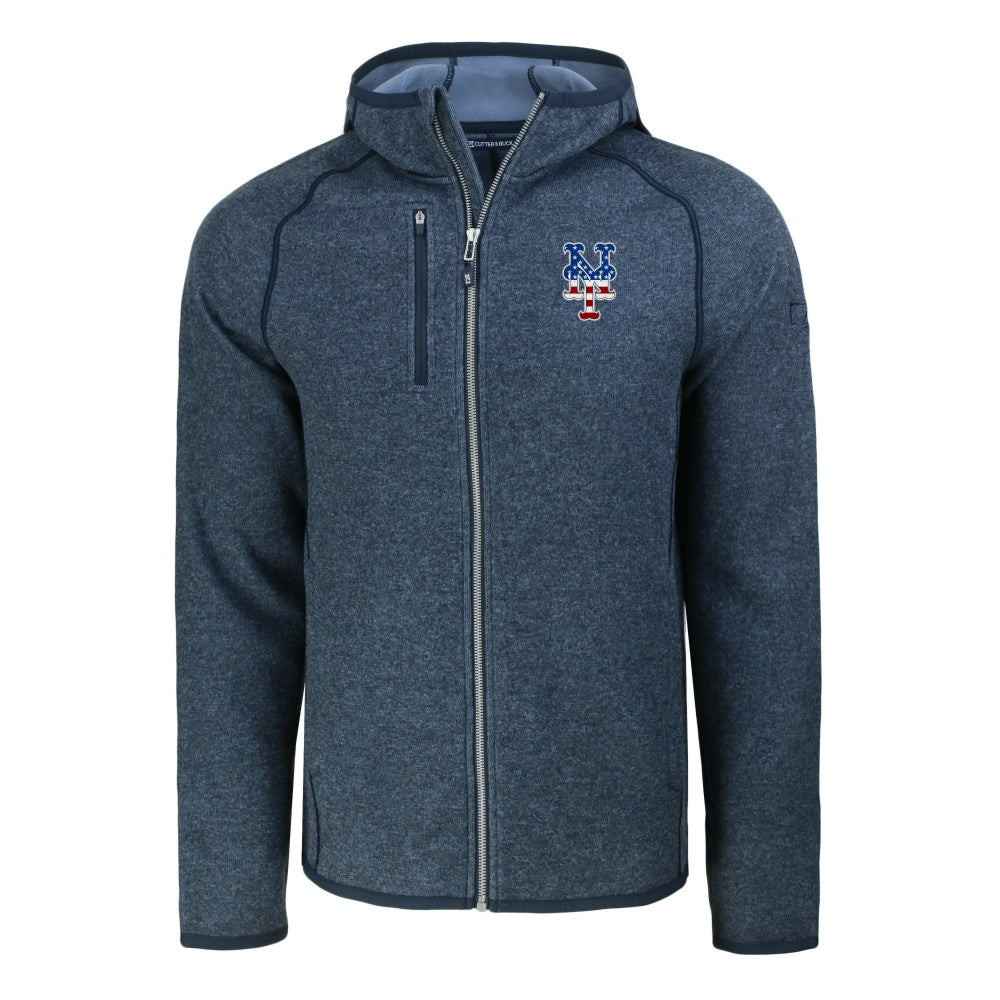 New York Mets Cutter & Buck Stars & Stripes Mainsail Sweater-Knit Full-Zip Hoodie - MLB