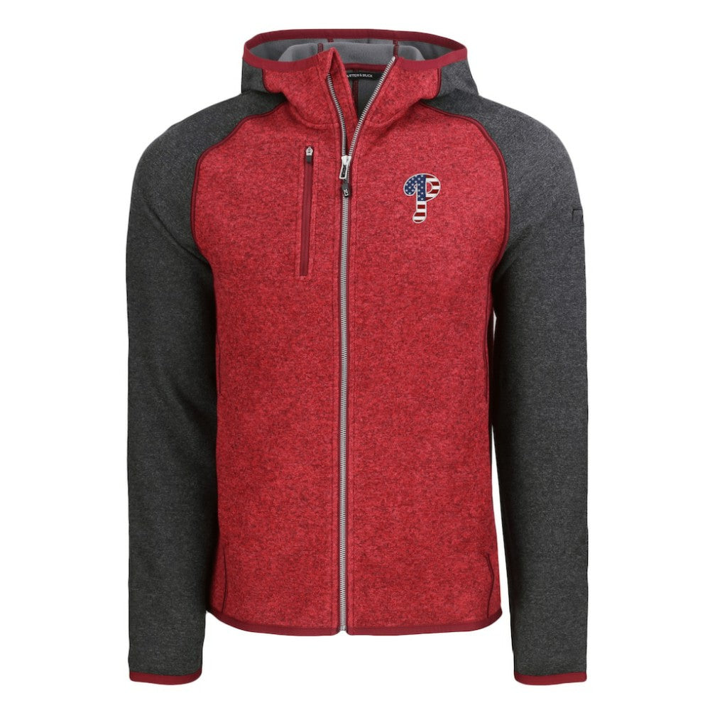 Philadelphia Phillies Cutter & Buck Stars & Stripes Mainsail Sweater-Knit Full-Zip Hoodie - MLB