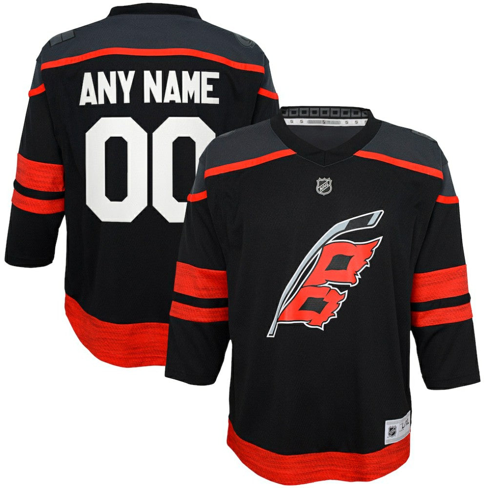 Carolina Hurricanes Youth Home Replica Custom Jersey - Black - NHL