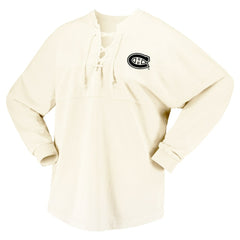Montreal Canadiens Fanatics Women's Original Six Lace-Up Spirit Jersey Long Sleeve T-Shirt - Cream - NHL