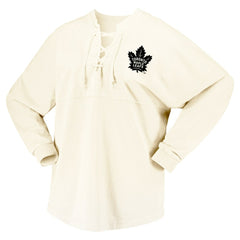 Toronto Maple Leafs Fanatics Women's Original Six Lace-Up Spirit Jersey Long Sleeve T-Shirt - Cream - NHL