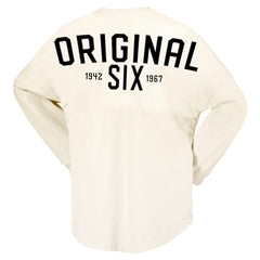 Toronto Maple Leafs Fanatics Women's Original Six Lace-Up Spirit Jersey Long Sleeve T-Shirt - Cream - NHL