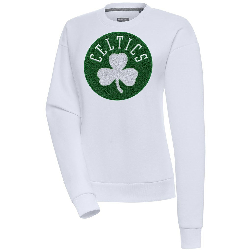 Boston Celtics Antigua Women's Victory Crewneck Pullover Sweatshirt White - NBA