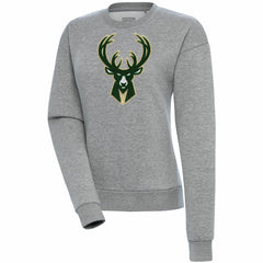 Milwaukee Bucks Antigua Women's Victory Crewneck Pullover Sweatshirt Heather Gray - NBA