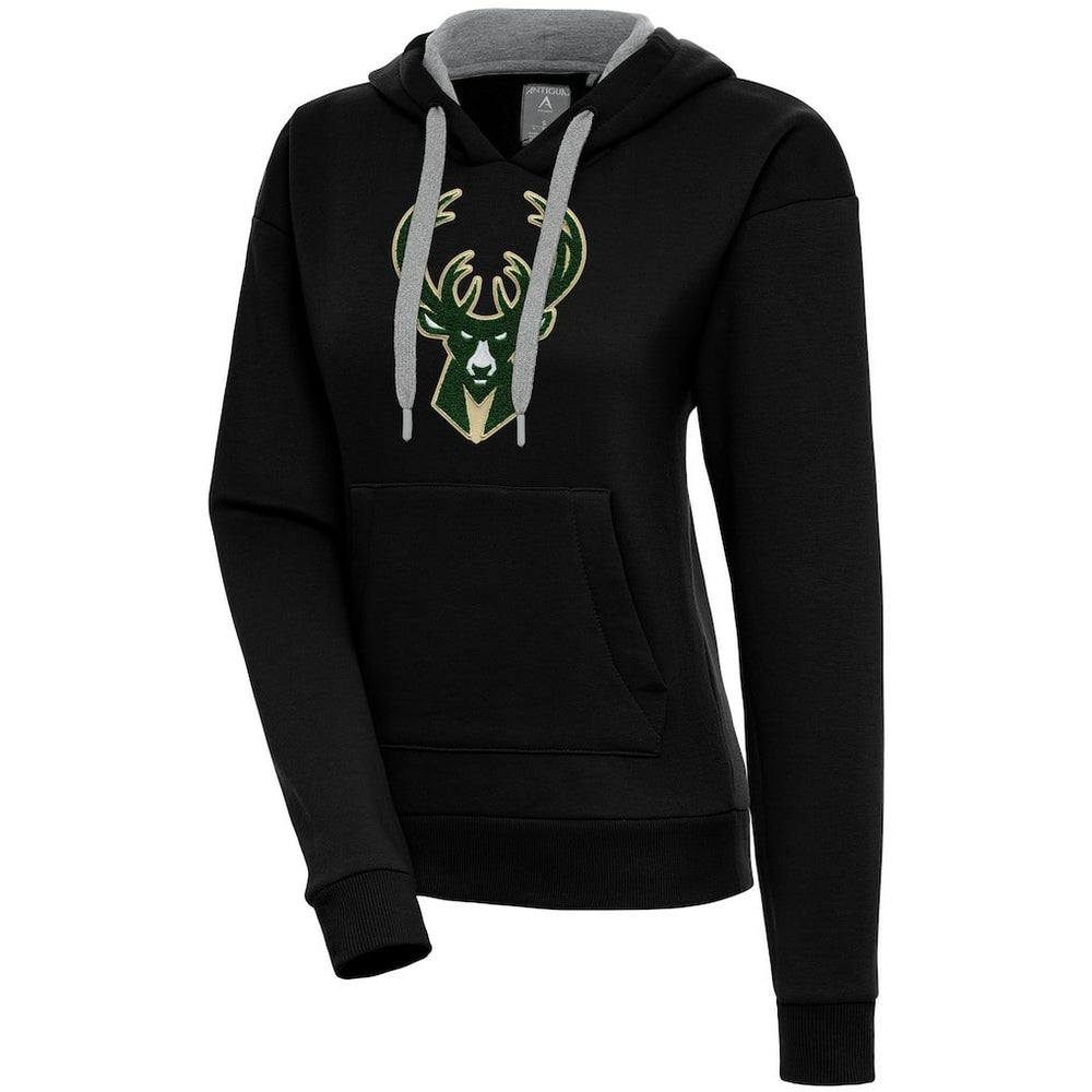 Milwaukee Bucks Antigua Women's Victory Pullover Hoodie Black - NBA