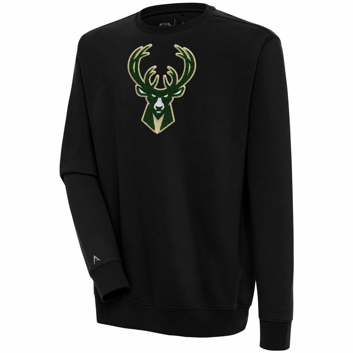 Milwaukee Bucks Antigua Victory Crewneck Pullover Sweatshirt Black - NBA