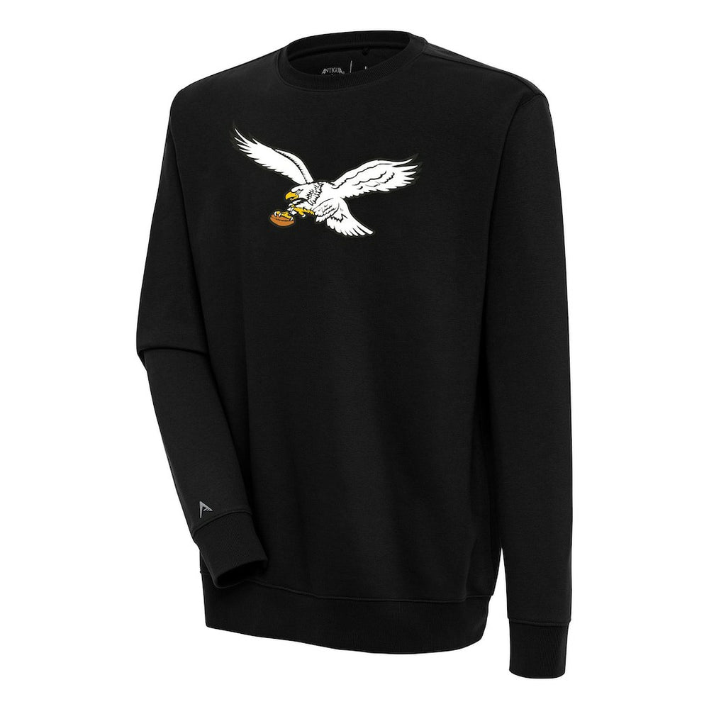 Philadelphia Eagles Adult Throwback Logo Victory Crewneck Pullover Sweatshirt Black | NFL