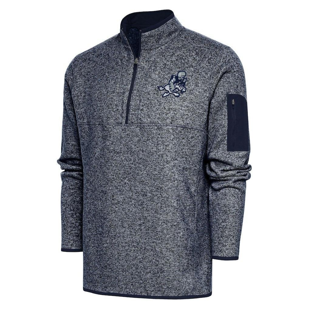 Dallas Cowboys Adult Throwback Logo Fortune Quarter-Zip Pullover Jacket Heather Navy | NFL