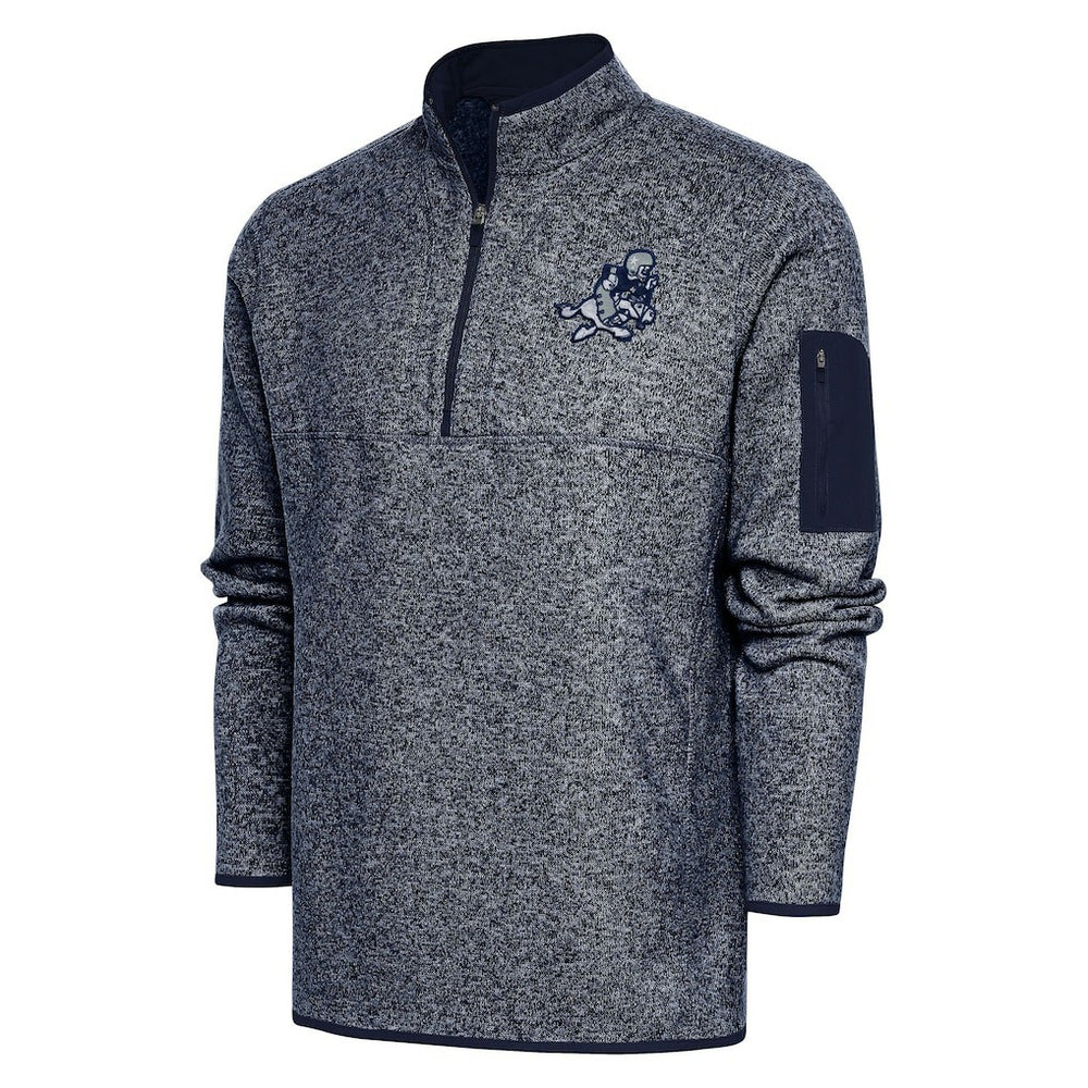 Dallas Cowboys Adult Throwback Logo Fortune Quarter-Zip Pullover Jacket Heather Navy | NFL