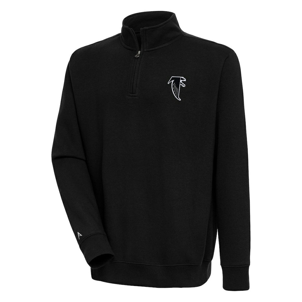 Atlanta Falcons Adult Throwback Logo Victory Quarter-Zip Pullover Top Black | NFL