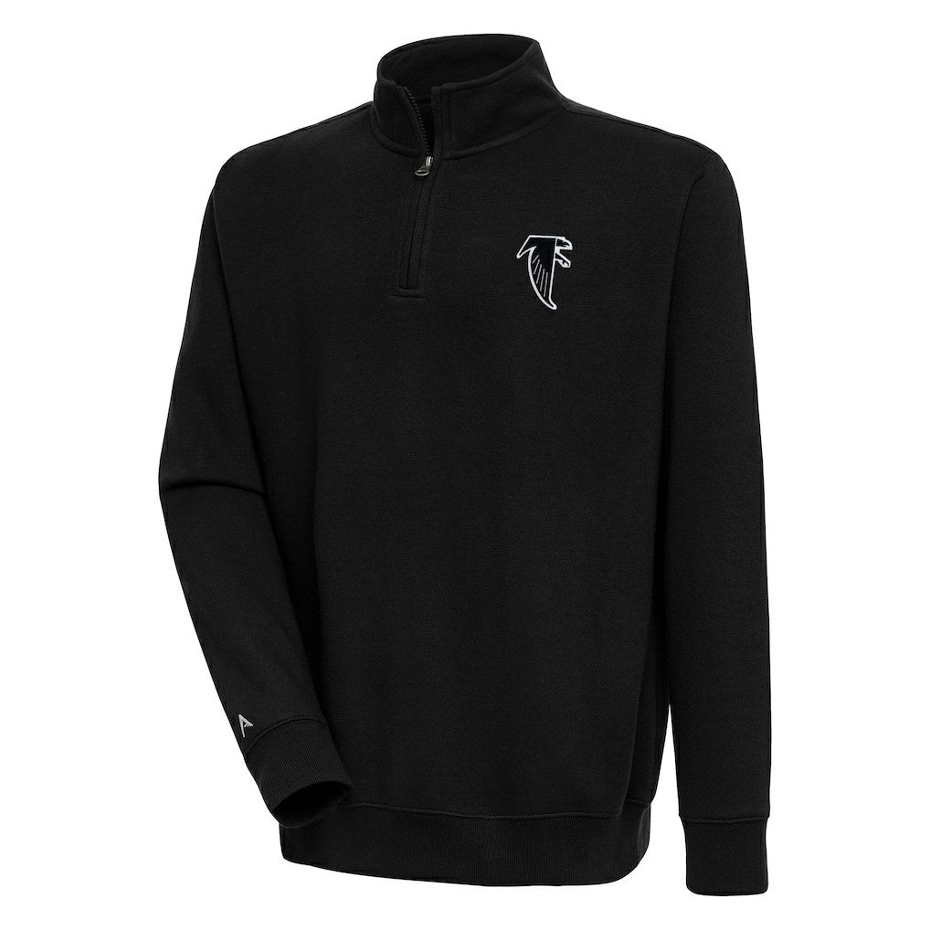Atlanta Falcons Adult Throwback Logo Victory Quarter-Zip Pullover Top Black | NFL