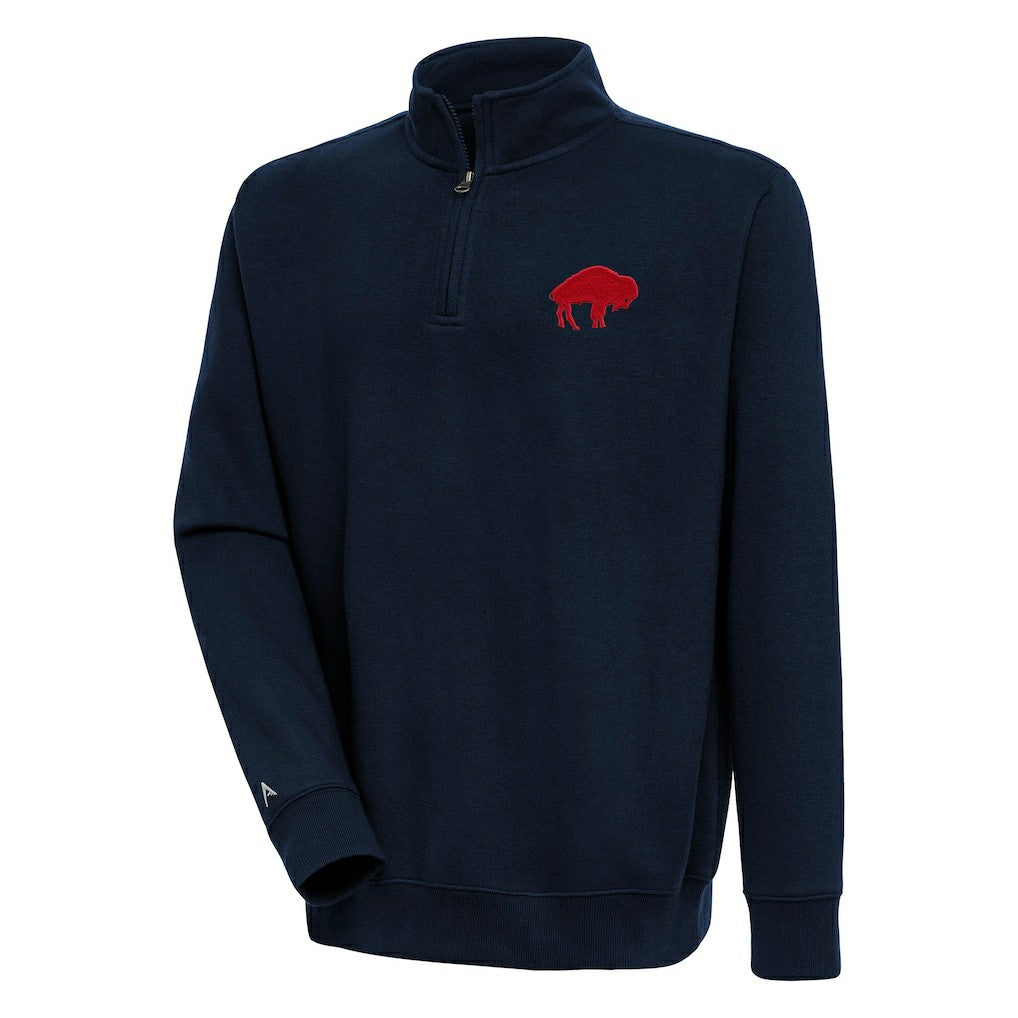 Buffalo Bills Adult Throwback Logo Victory Quarter-Zip Pullover Top Navy | NFL