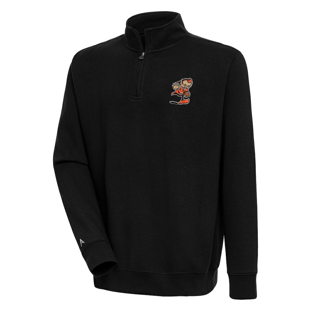 Cleveland Browns Adult Throwback Logo Victory Quarter-Zip Pullover Top Black | NFL