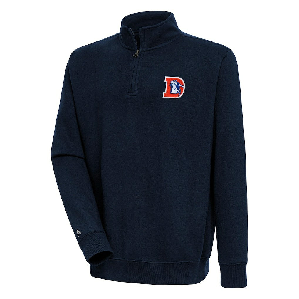 Denver Broncos Adult Throwback Logo Victory Quarter-Zip Pullover Top Navy | NFL