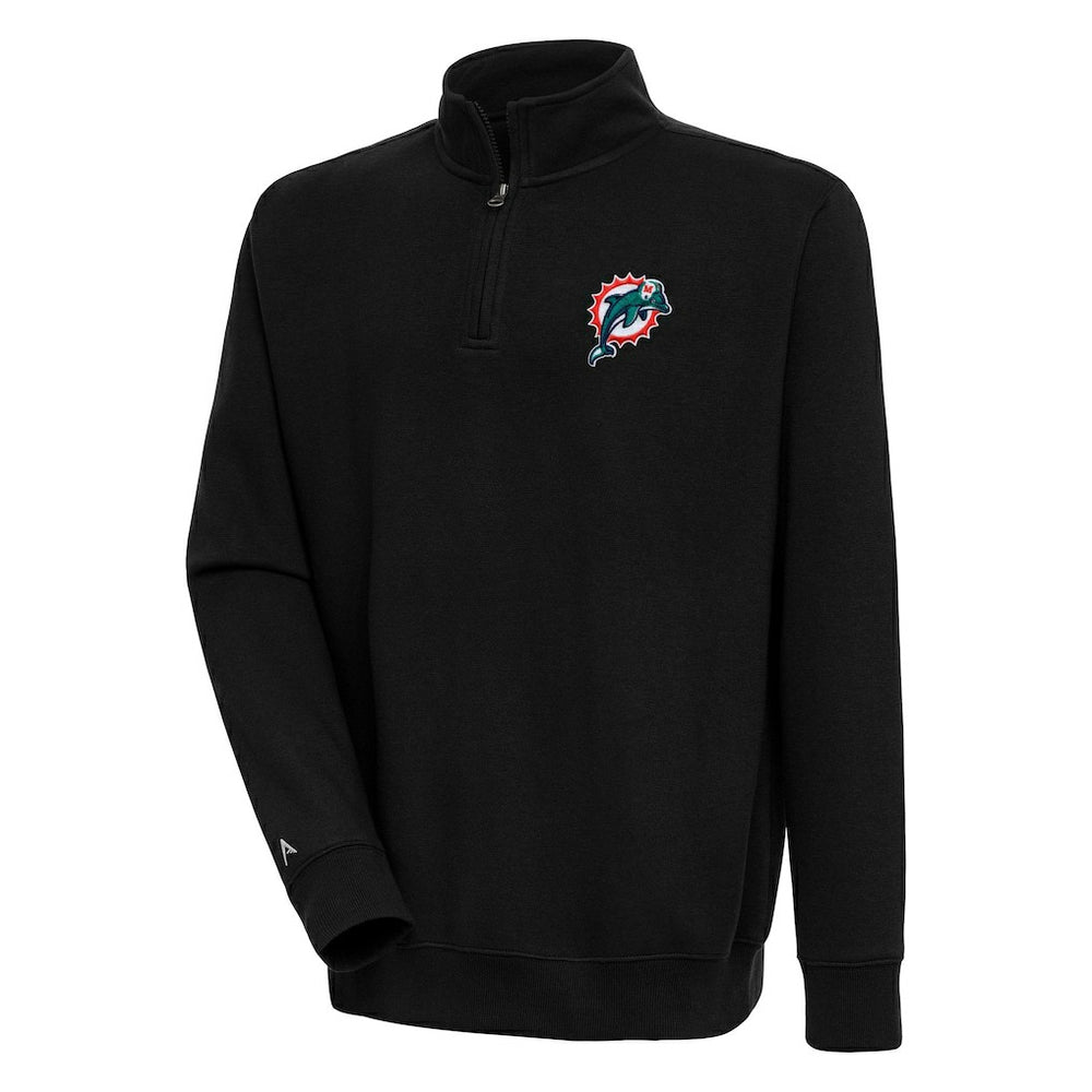 Miami Dolphins Adult Throwback Logo Victory Quarter-Zip Pullover Top Black | NFL