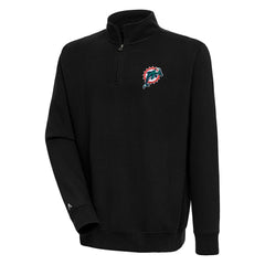 Miami Dolphins Adult Throwback Logo Victory Quarter-Zip Pullover Top Black | NFL