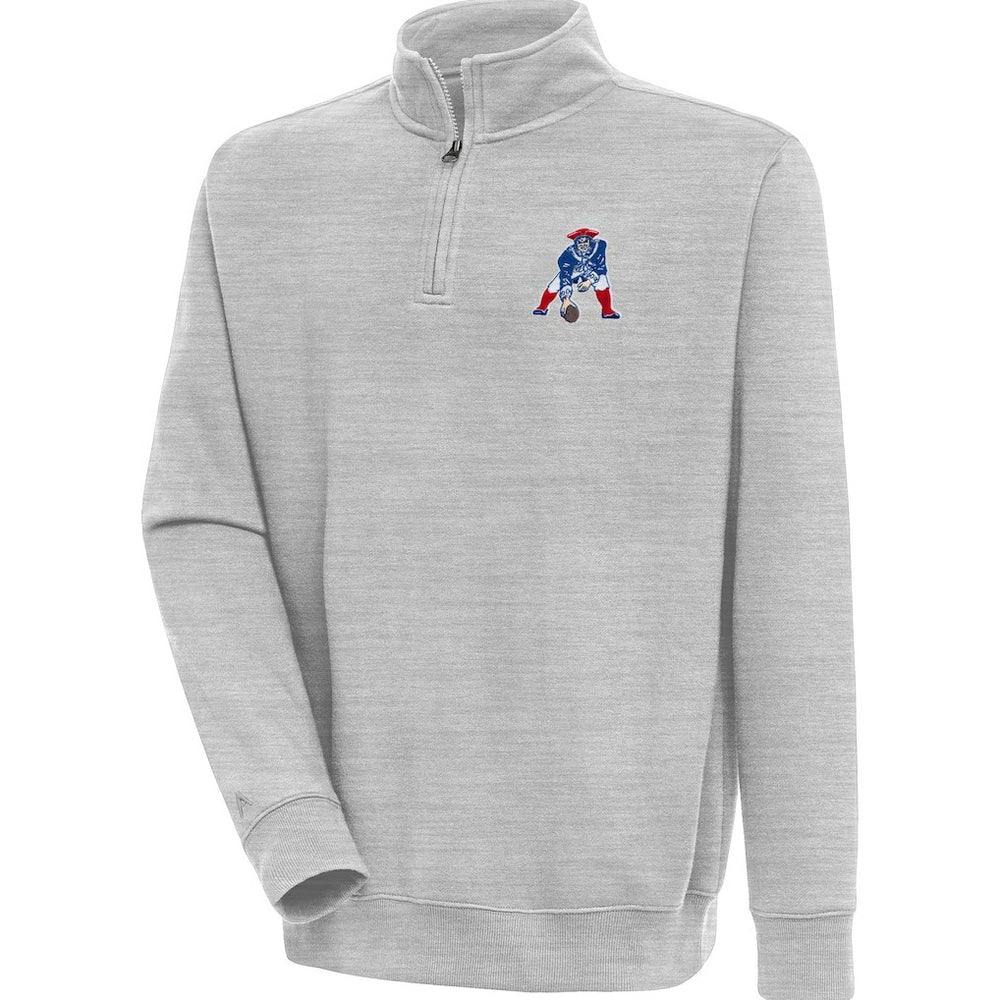New England Patriots Adult Throwback Logo Victory Quarter-Zip Pullover Top Heather Gray | NFL
