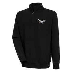Philadelphia Eagles Adult Throwback Logo Victory Quarter-Zip Pullover Top Black | NFL