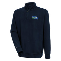 Seattle Seahawks Adult Throwback Logo Victory Quarter-Zip Pullover Top Navy | NFL