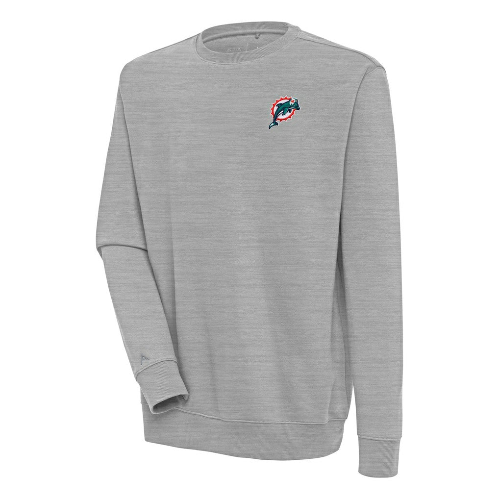 Miami Dolphins Adult Throwback Logo Victory Pullover Sweatshirt Heather Gray | NFL