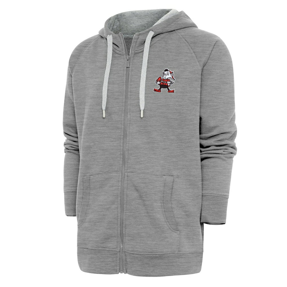 Cleveland Browns Adult Throwback Logo Victory Full-Zip Hoodie Heather Gray | NFL