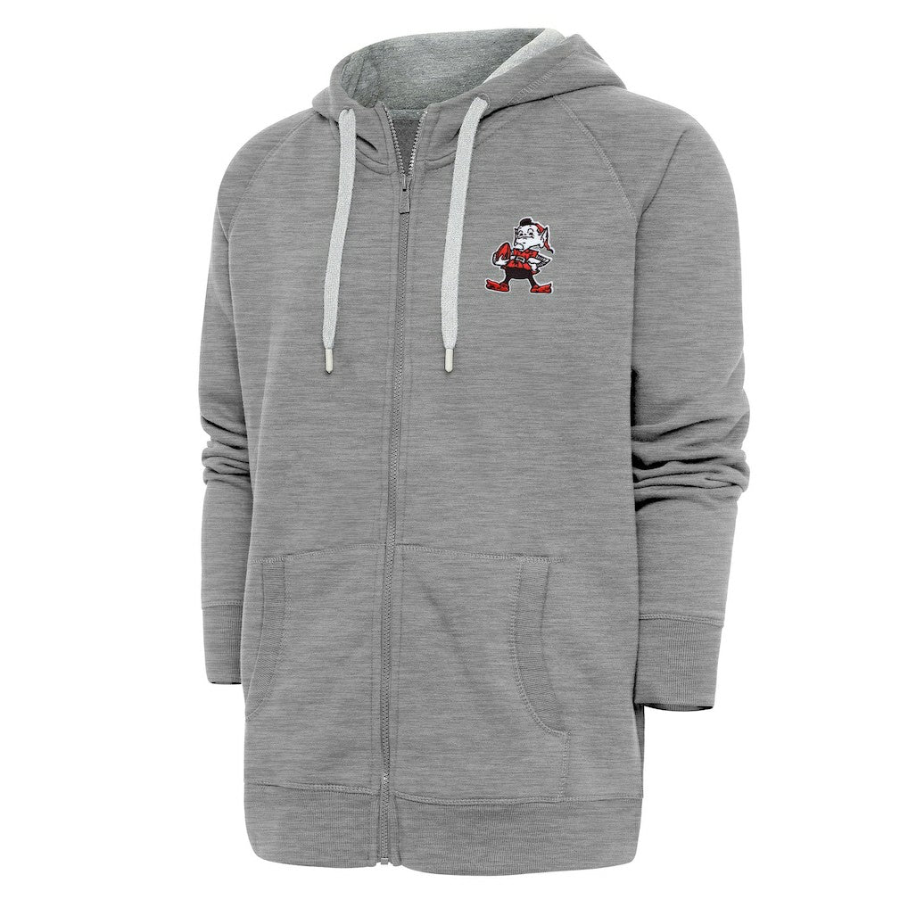 Cleveland Browns Adult Throwback Logo Victory Full-Zip Hoodie Heather Gray | NFL