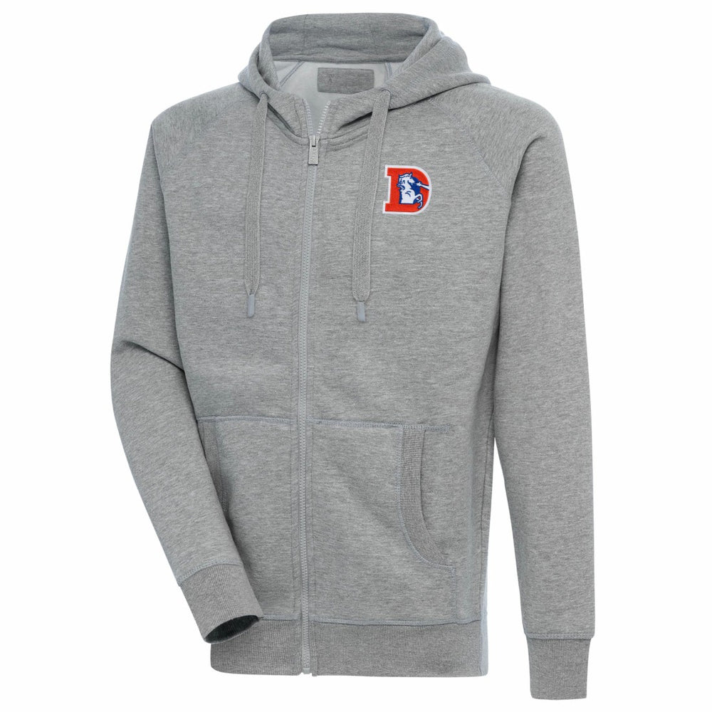 Denver Broncos Adult Throwback Logo Victory Full-Zip Hoodie Heather Gray | NFL