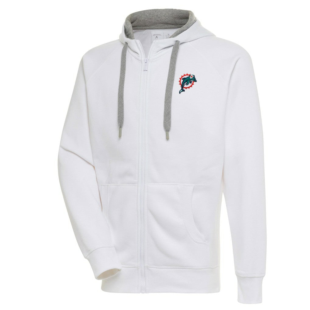 Miami Dolphins Adult Throwback Logo Victory Full-Zip Hoodie White | NFL