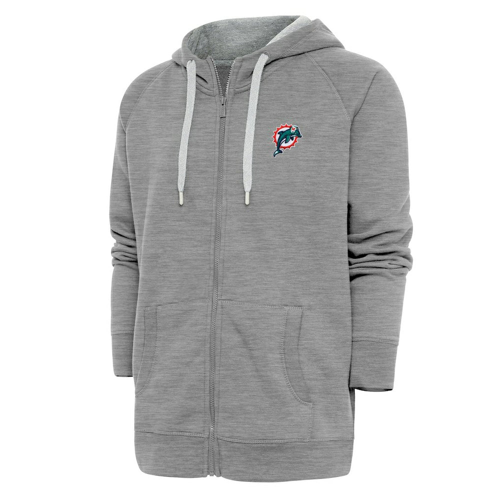 Miami Dolphins Adult Throwback Logo Victory Full-Zip Hoodie Heather Gray | NFL