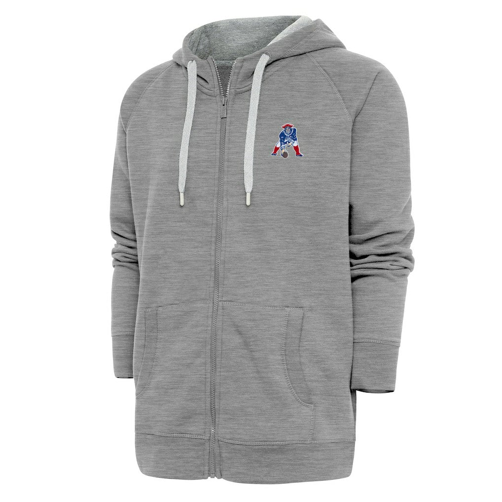 New England Patriots Adult Throwback Logo Victory Full-Zip Hoodie Heather Gray | NFL