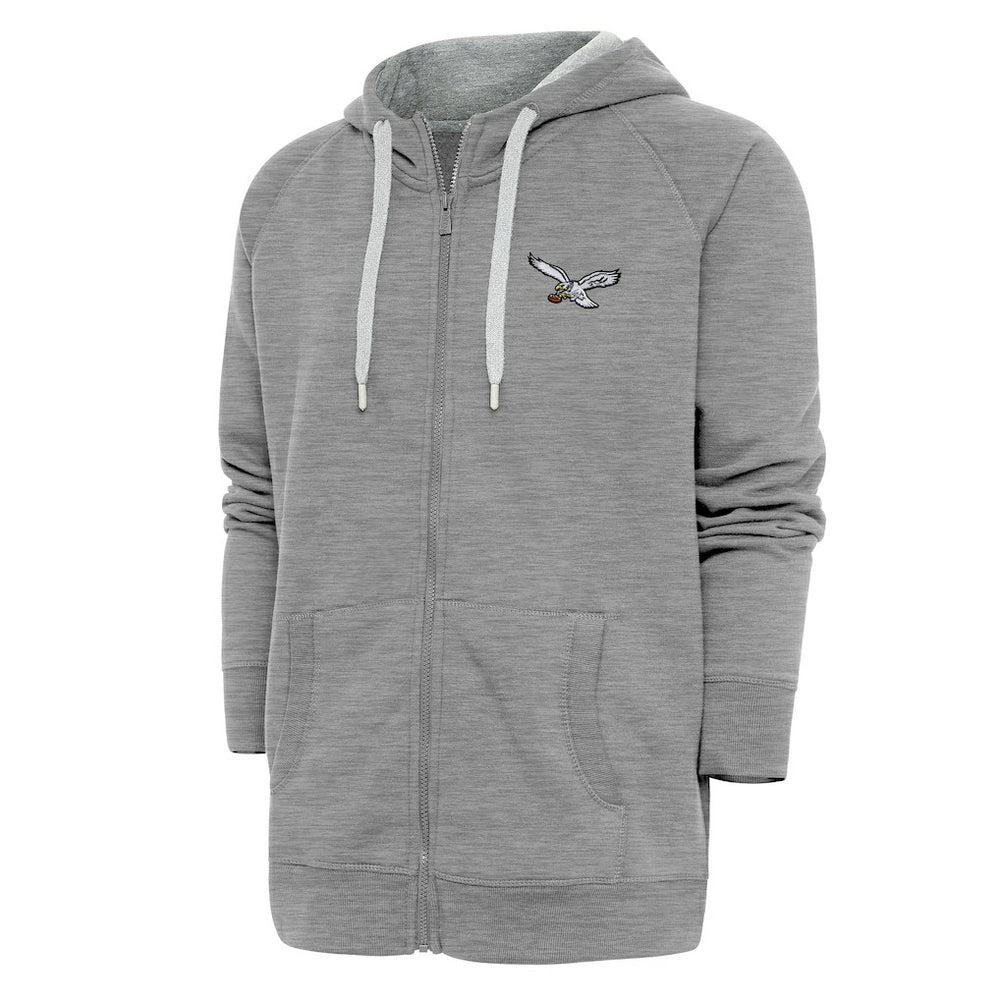 Philadelphia Eagles Adult Throwback Logo Victory Full-Zip Hoodie Heather Gray | NFL