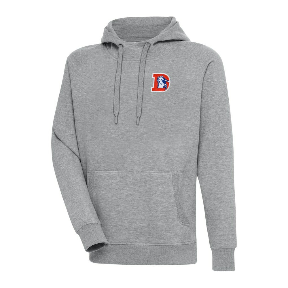 Denver Broncos Adult Throwback Logo Victory Pullover Hoodie Heather Gray | NFL