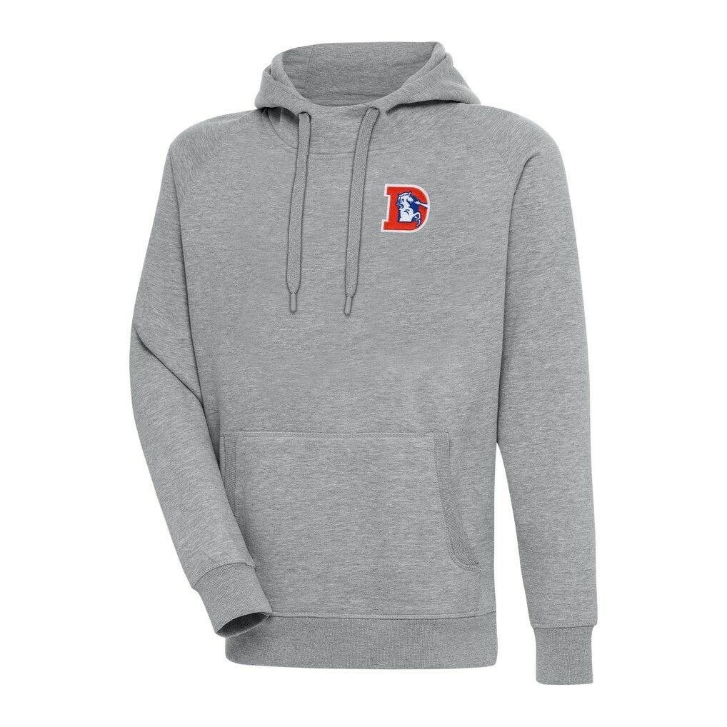 Denver Broncos Adult Throwback Logo Victory Pullover Hoodie Heather Gray | NFL