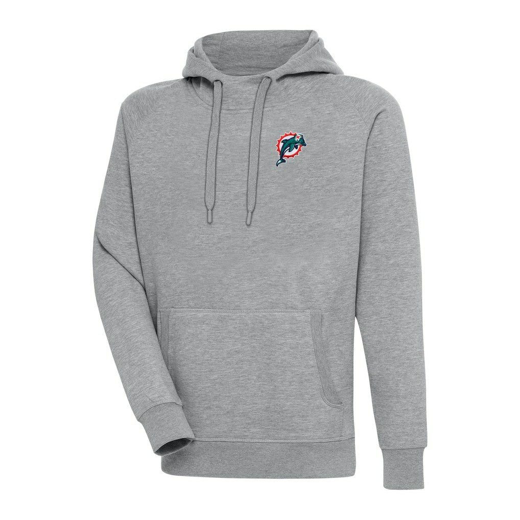 Miami Dolphins Adult Throwback Logo Victory Pullover Hoodie Heather Gray | NFL