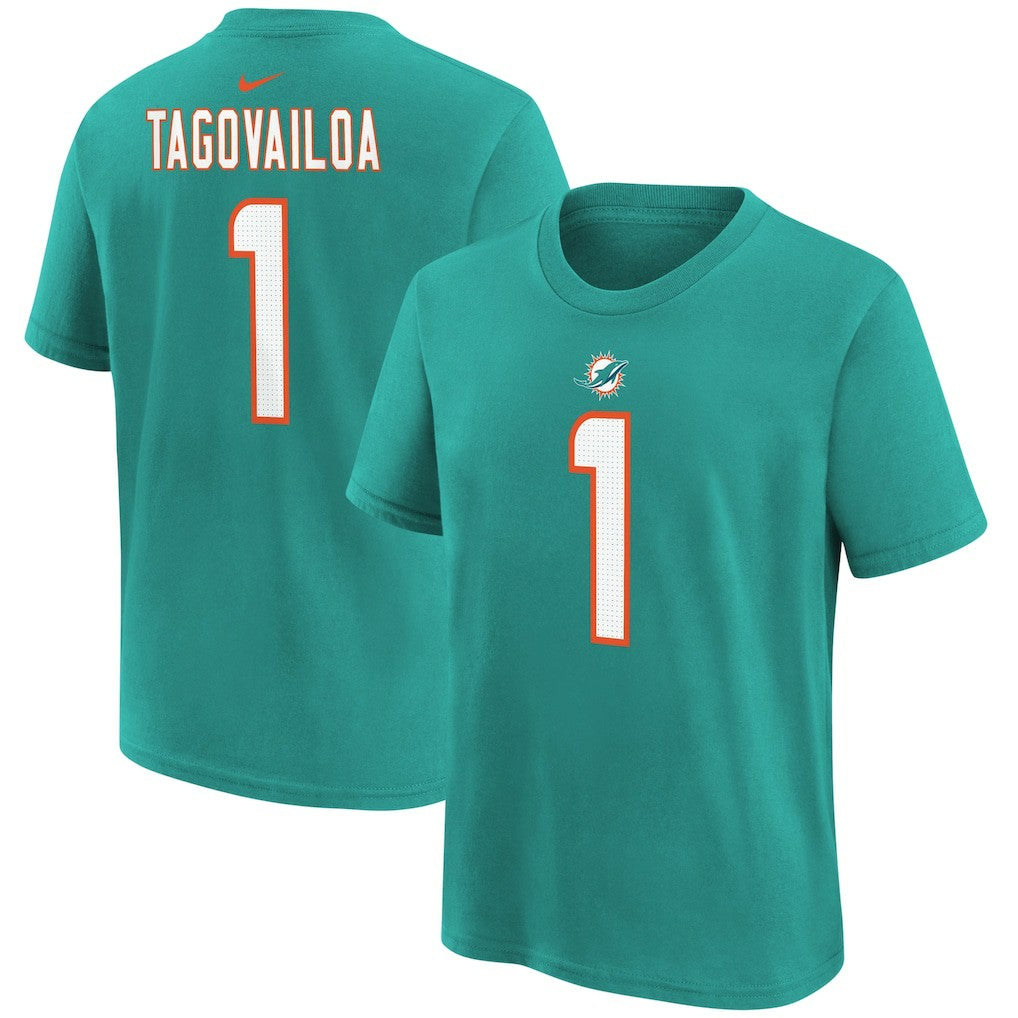 Tua Tagovailoa Miami Dolphins Youth Player Name & Number T-Shirt Aqua | Nike for Sale